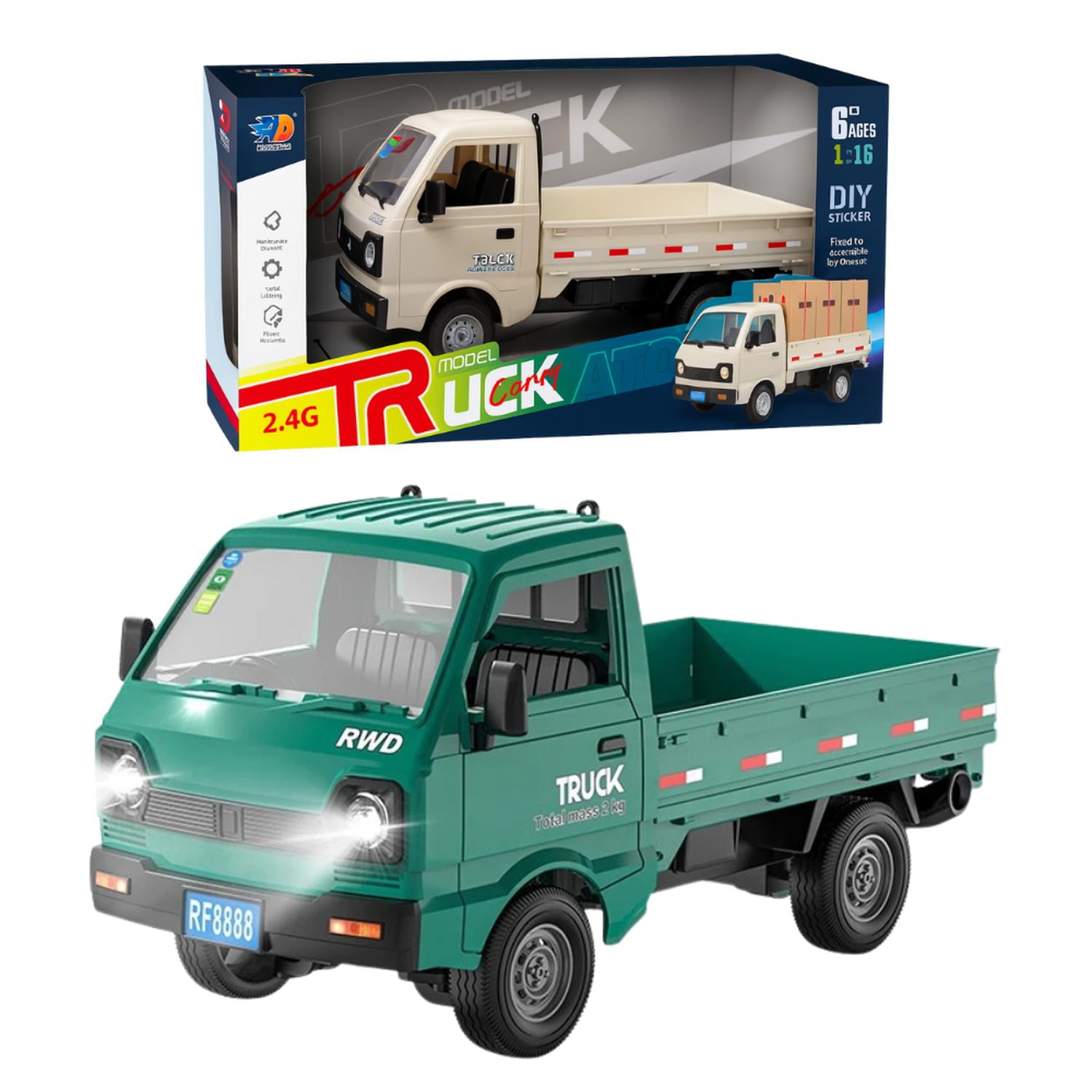 Fliperex - Camion 3/4 De Carga A Control Remoto Escala 1:16 Con Cajas Verde