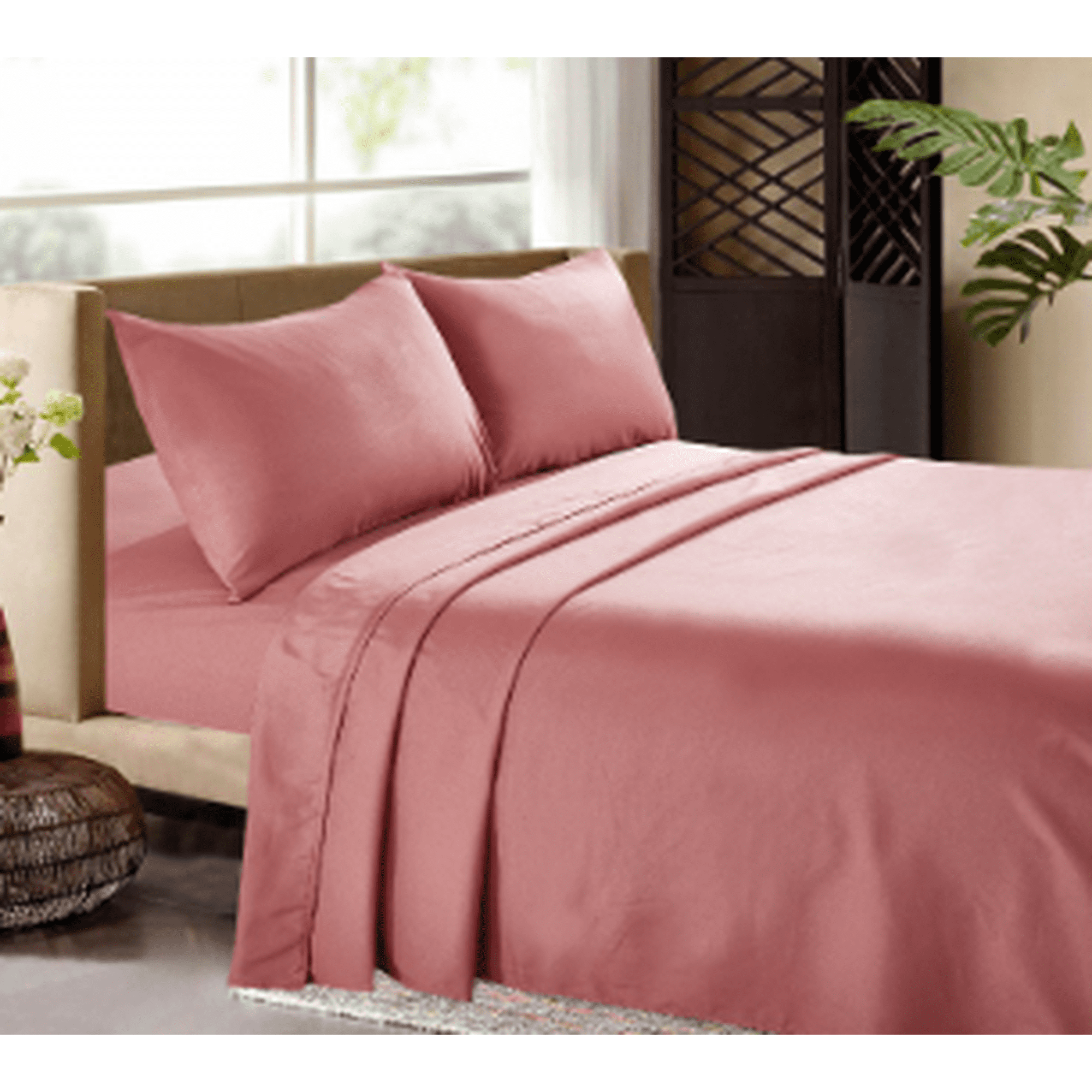 Genérico - Sabanas 200 Hilos 2 Plazas Rosa