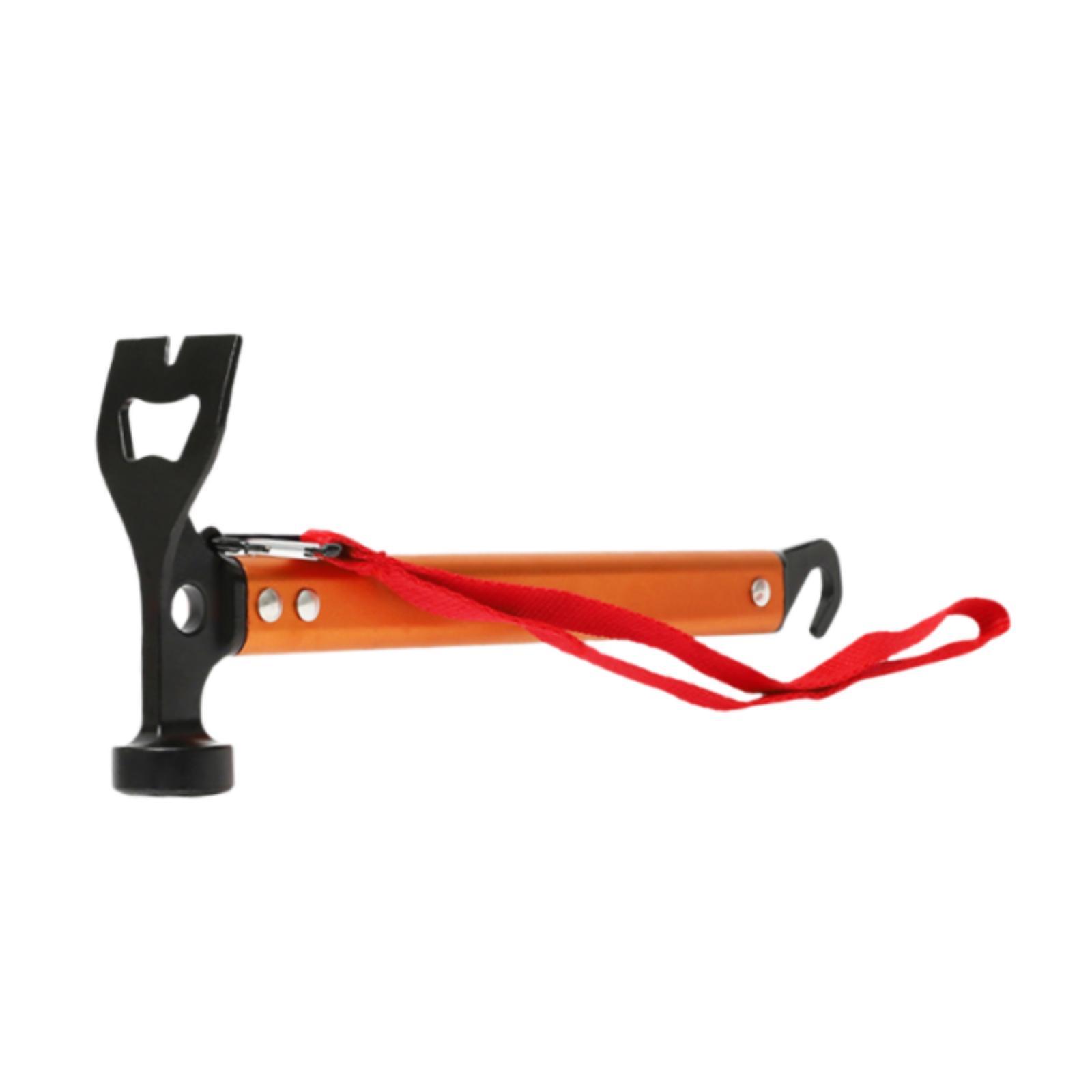 Magideal - Martillo Para Estacas De Tienda De Campaña, Martillo Para Acampar, Ligero, Multifuncional, Con Extractor De Estacas Para Tienda De Campaña, Martillo E Naranja