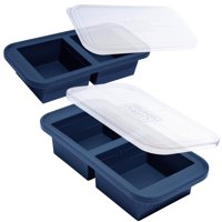 Bandeja Para Congelador Souper Cubes De Silicona De 500 Ml, Paquete De 2 Con Tapas, Azul