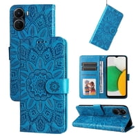 Funda Tipo Cartera Foxdock Para Vivo Y16 4G , Diseño Girasol En Relieve, Cuero Pu, Cierre Magnético, Soporte Y Tarjetero