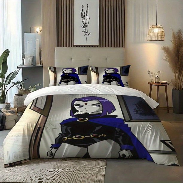3pcs Rachel Raven Anime Character Pattern Set Soft Duvet Cover + 2 Pillowcases