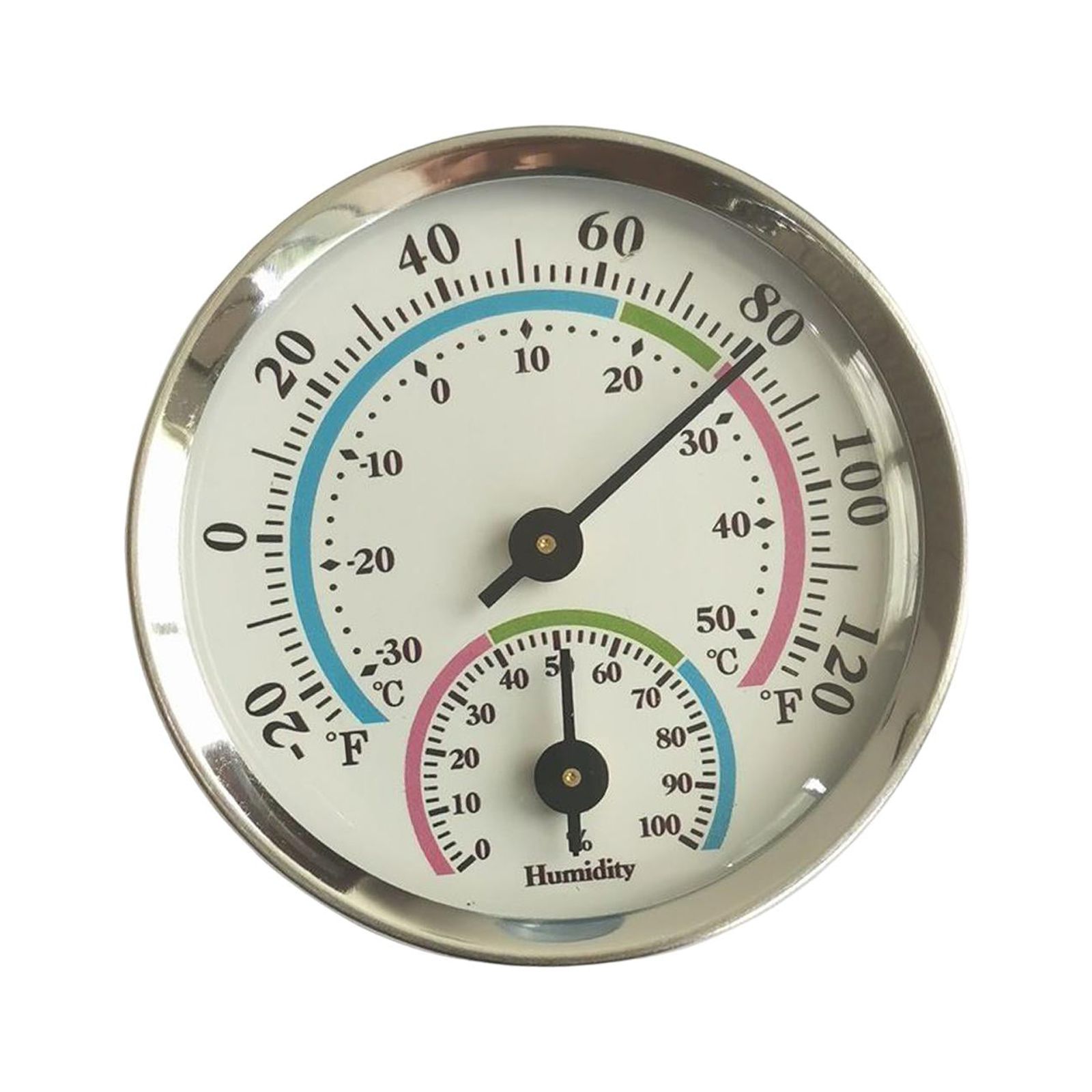 Magideal - Termómetro De Pared De 2 Pulgadas, Medidor De Humedad, Higrómetro De Calibre Analógico De Aluminio, Monitor De Almacén-20 Para Jardín, Interior,