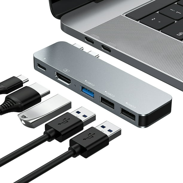 Maximize Your Macbook Pro/Air with Tuker 5-in-2 USB C Hub Multiport Adapter - Thunderbolt 3, 100W PD, 5K@30HZ, 40Gbps, 4K HDMI, USB3.0 & 2 USB2.0!