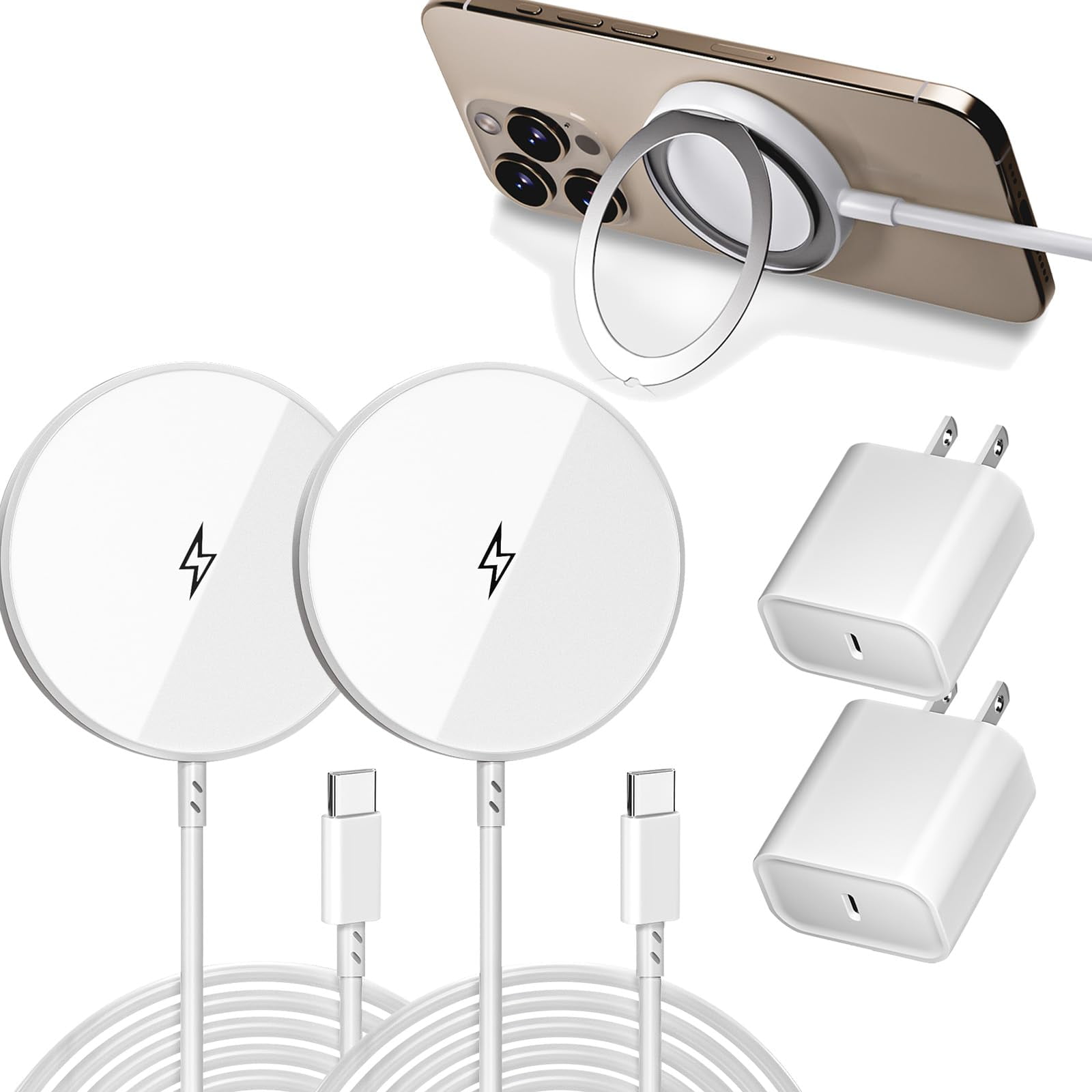 Rvelon - [certificado Apple Mfi] Cargador Inalámbrico Para Iphone De 10 Pies, Base De Carga Inalámbrica Magnética De 15 W