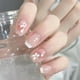 thumbnail image 1 of Sparkling Pink Flower and White Tip Press On Nails - Full Coverage Acrylic False Nails for Women and Girls, 1 of 3