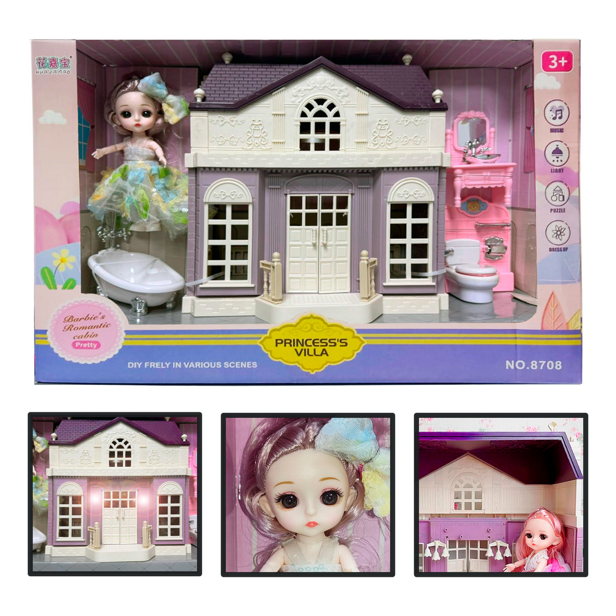 Genérico - Casa De Muñeca Showerroom Muñeca Musica Luces Princess Villa