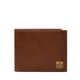 thumbnail image 1 of Cartera de piel marrón Hayes con logo Fossil, diseño plegable, diseño de escudo, 1 of 6