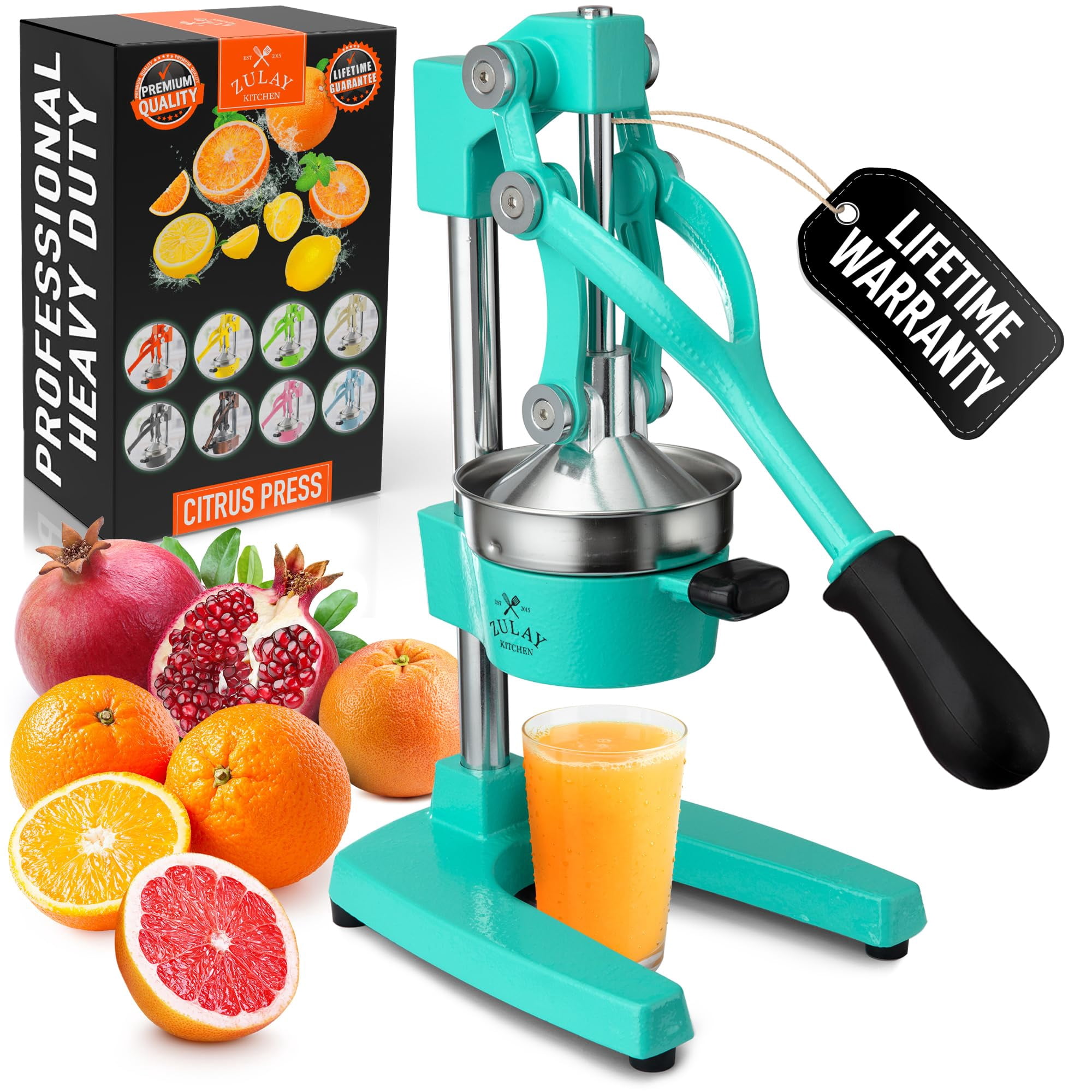 Zulay Kitchen - Exprimidor Manual De Cítricos De Hierro Fundido Color Verde Azulado