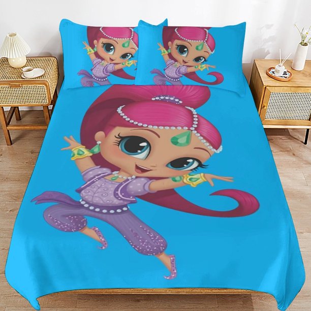 Shimmer And Shine Cartoon Bedding Sets Ultra Soft Skin-Friendly Duvet Cover 3 Piece, Cute Comforter Cover Bed Set for Boys Girls Kids