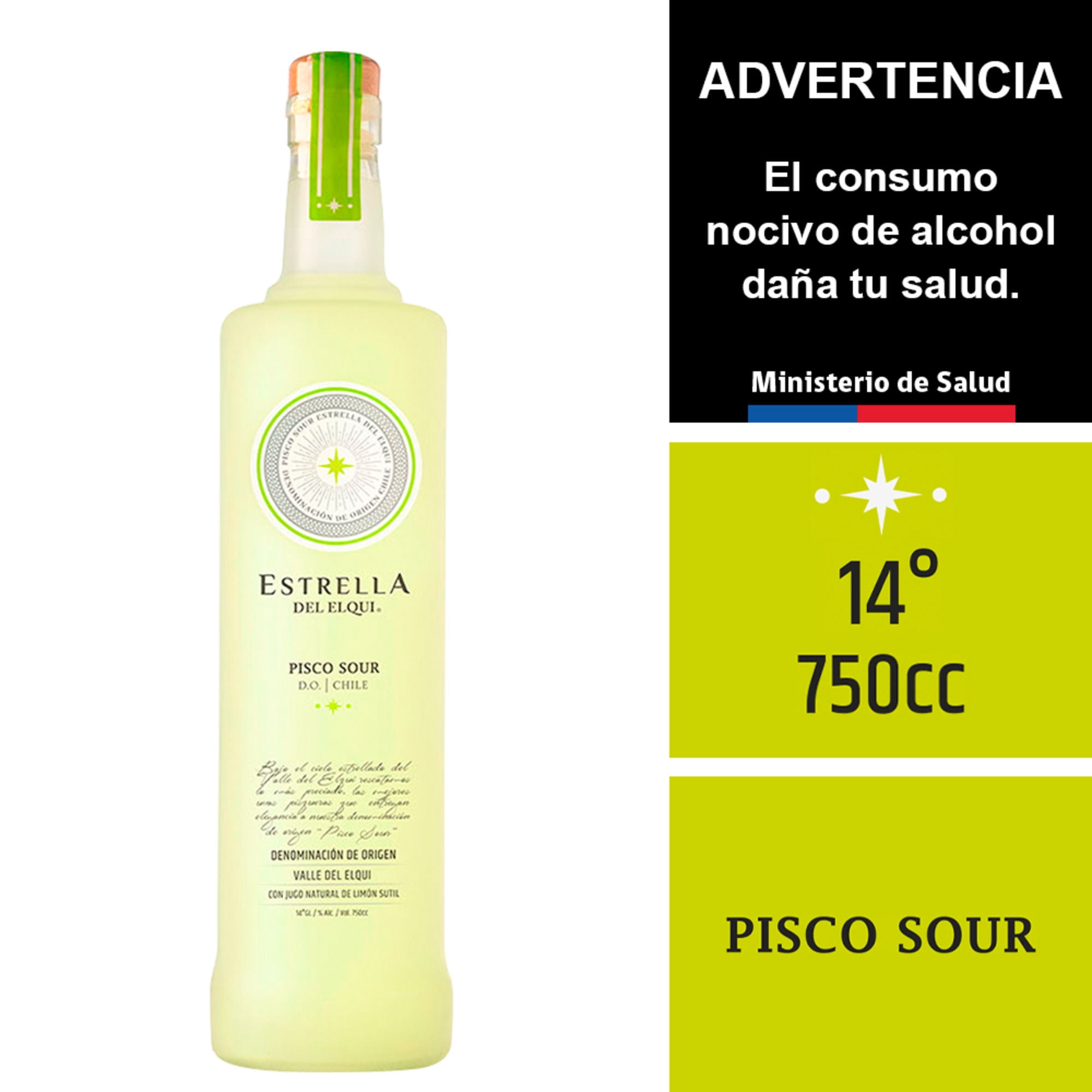 Cóctel Pisco Sour 14° Botella 750 ml Estrella del Elqui