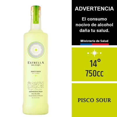 Cóctel Pisco Sour 14° Botella 750 Ml Estrella Del Elqui