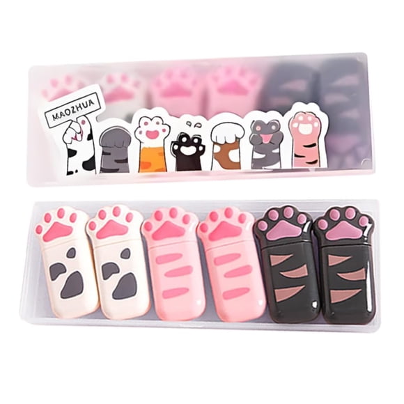 Cinta correctora PANDENNER blanca, paquete de 6 con pata de gato Kawaii