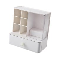 Bothyi - Organizador De Escritorio Con Cajón, Bandeja Para Notas Adhesivas, Organizador De Maquillaje, Papelería, Color Blanco