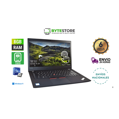 Lenovo Thinkpad T490 14"" Touch - Core I5 8Gb Ram 256Gb Ssd Adlx65Ycc2D W11Pro Reacondicionado