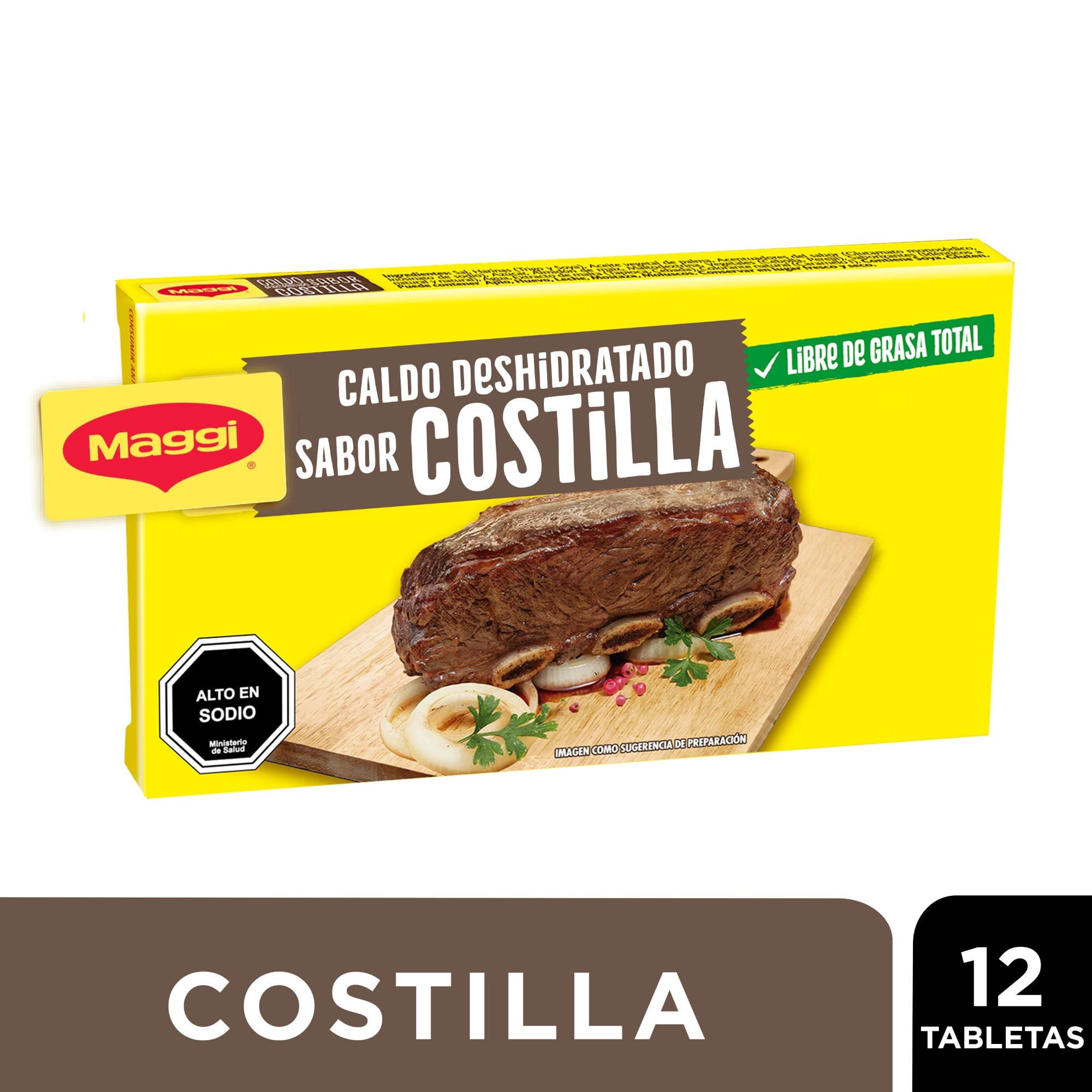 Caldo Sabor Costilla (12 Tabletas) Caja 120 g Maggi