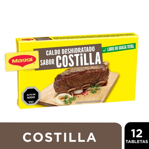 Caldo Sabor Costilla (12 Tabletas) Caja, 120 g