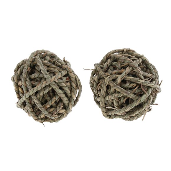 Bola tejida de paja de ratán resistente a la mordedura 2pcs para conejos de hámster AN-02