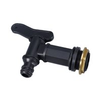 Ioensy - Grifo De Agua A Tope Negro Para Tanque De Almacenamiento De Lluvia Cubo De Almacenamiento De Jardín Grifo De Tanque Hebilla De Hilo De Latón