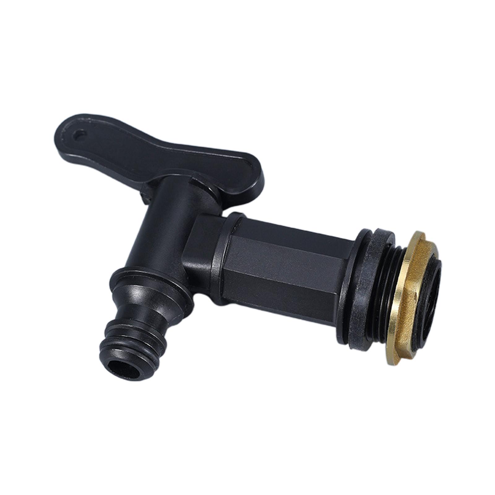 Ioensy - Grifo De Agua A Tope Negro Para Tanque De Almacenamiento De Lluvia Cubo De Almacenamiento De Jardín Grifo De Tanque Hebilla De Hilo De Latón