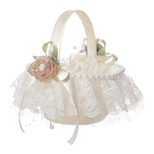 Bothyi - Cesta De Flores De Encaje De Boda Manija Cómoda Para Decoración De Centro De Mesa De Fiesta