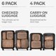 thumbnail image 4 of Cubos de compresión para equipaje Aerotrunk, 6 piezas, color mocha, para viaje, 4 of 9