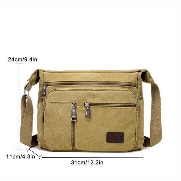 Upgrade Your Everyday Style with Our Men's Canvas Shoulder and Messenger Bag - Large Volume, Multi-layer Pocket Opening, Perfect for Tool Kit and Backpack Use