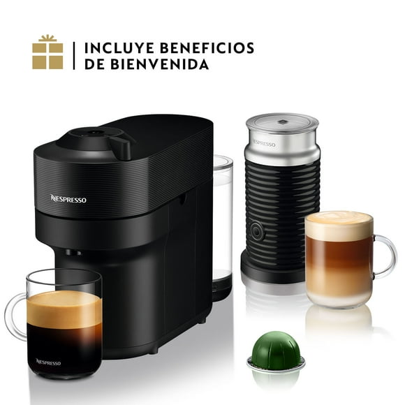 Cafetera Nespresso Vertuo Pop Negra con Espumador de Leche