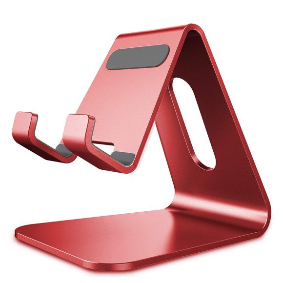 Soporte para teléfono celular CreaDream, aluminio, escritorio, rojo