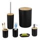 thumbnail image 1 of "Juego De Accesorios De Baño Belug  De 6 Piezas Plástico Y Hogar Negro-madera Natural ", 1 of 5