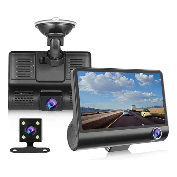 Cámara Para Auto 3 En 1 Frontal Trasera Y Tablero 1080p Hd