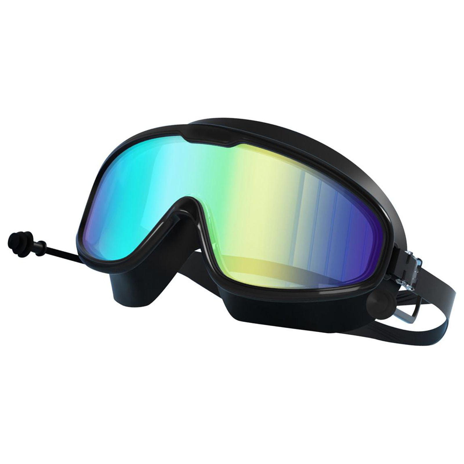 Ioensy - Gafas De Natación Gafas De Natación Gafas De Buceo De Marco Grande Con Tapones Para Los Oídos Revestimiento Negro En Bolsa