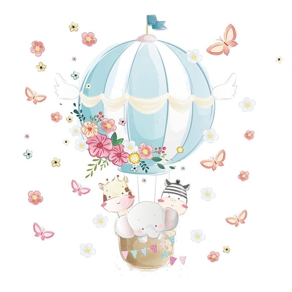 Globo Aerostático Animal Pegatinas De Pared Dormitorio De Los Niños Sala De Estar Lindo Estilo Extraíble B