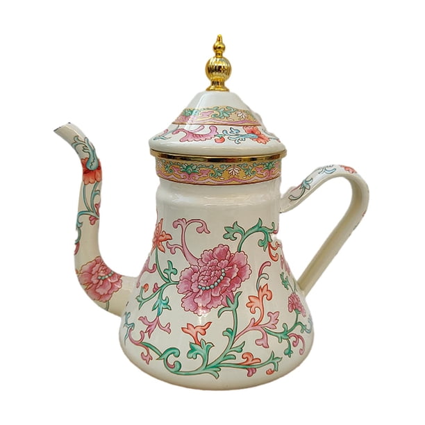Jarra de bebidas de té de esmalte 1.2 l con tapa resistente, con tetera de hervidor de agua para el restaurante de la oficina en el hogar de la cocina Estilo B