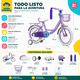 thumbnail image 5 of Bicicleta Infantil Little Monkey Aro 16 Morada Con Ruedas De Apoyo Asiento Ajustable Y Frenos Morada Con Canasto, 5 of 8