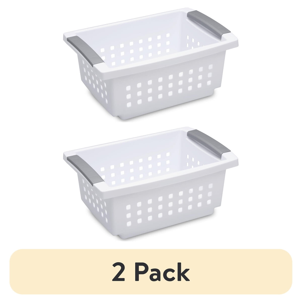 Canasto Apilable Sterilite Plástico Blanco 31x22x13cm Pack 2
