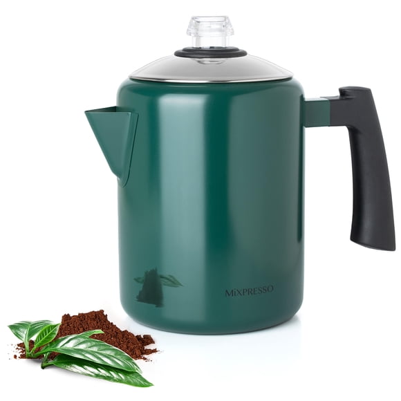 Cafetera Mixpresso de acero inoxidable verde, 1,1 L, 5 a 8 tazas