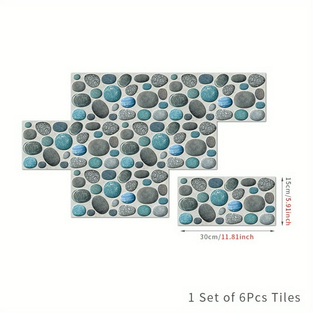 6 Sheets, Stone Pattern Wall Paper, 3D Stone Peel And Stick Wall Tile Sticker, Kitchen Self-adhesive Faux Stone Wall Panels Stone Wall Decor Waterprof, Room Decor, Home Decor