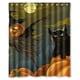 thumbnail image 1 of Cortina de ducha de Halloween con diseño de gato y calabaza, con ganchos, 60 x 72 pulgadas, 1 of 3