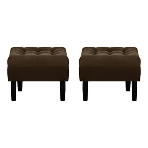 Bodevir - Set Pouf Wood 1C Felpa 00 Chocolate