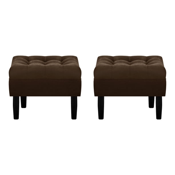 Set Pouf Wood 1c Felpa 00 Chocolate