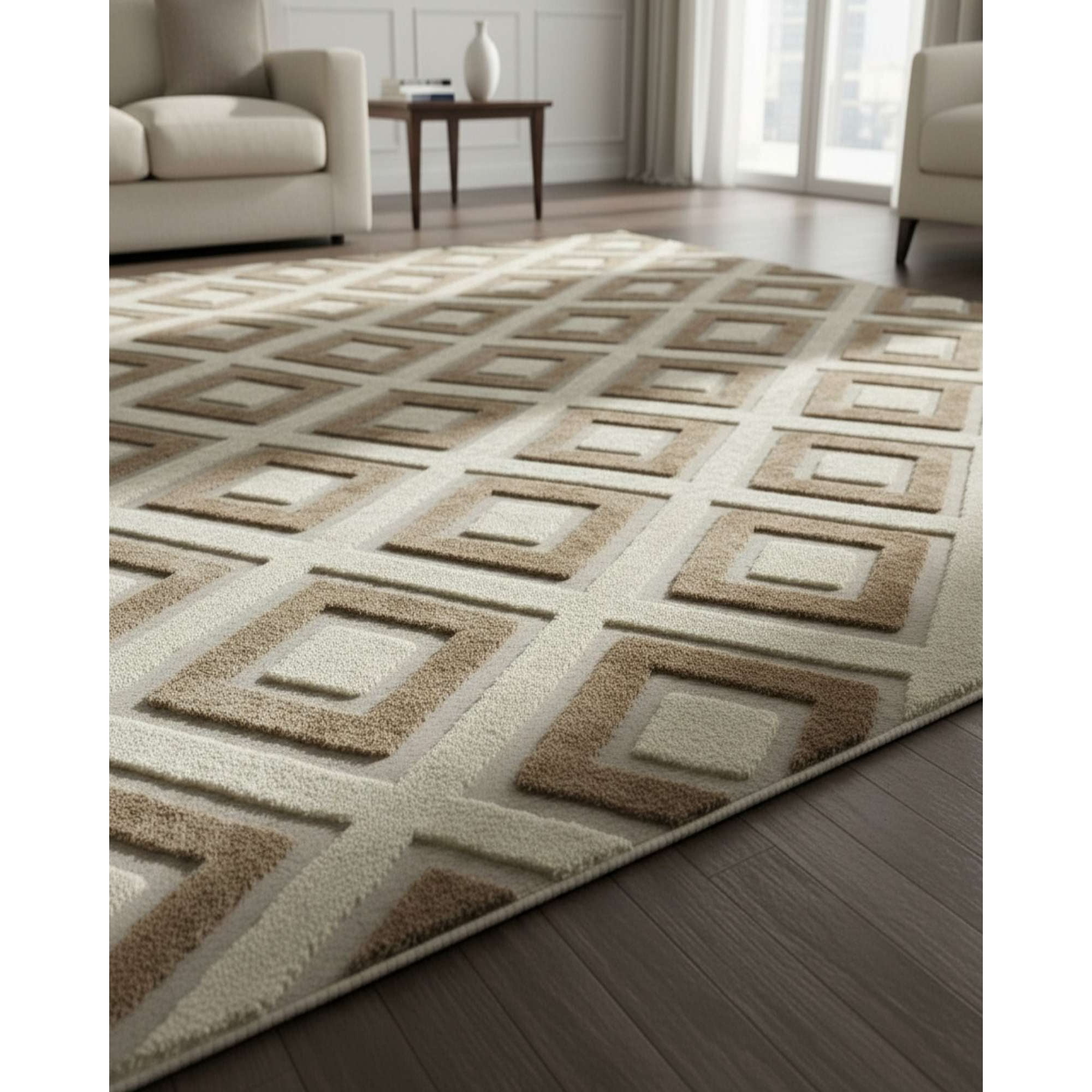 Feiya - Alfombra Con Relieve Diseño Jacquard Antideslizante 180x200 Cm