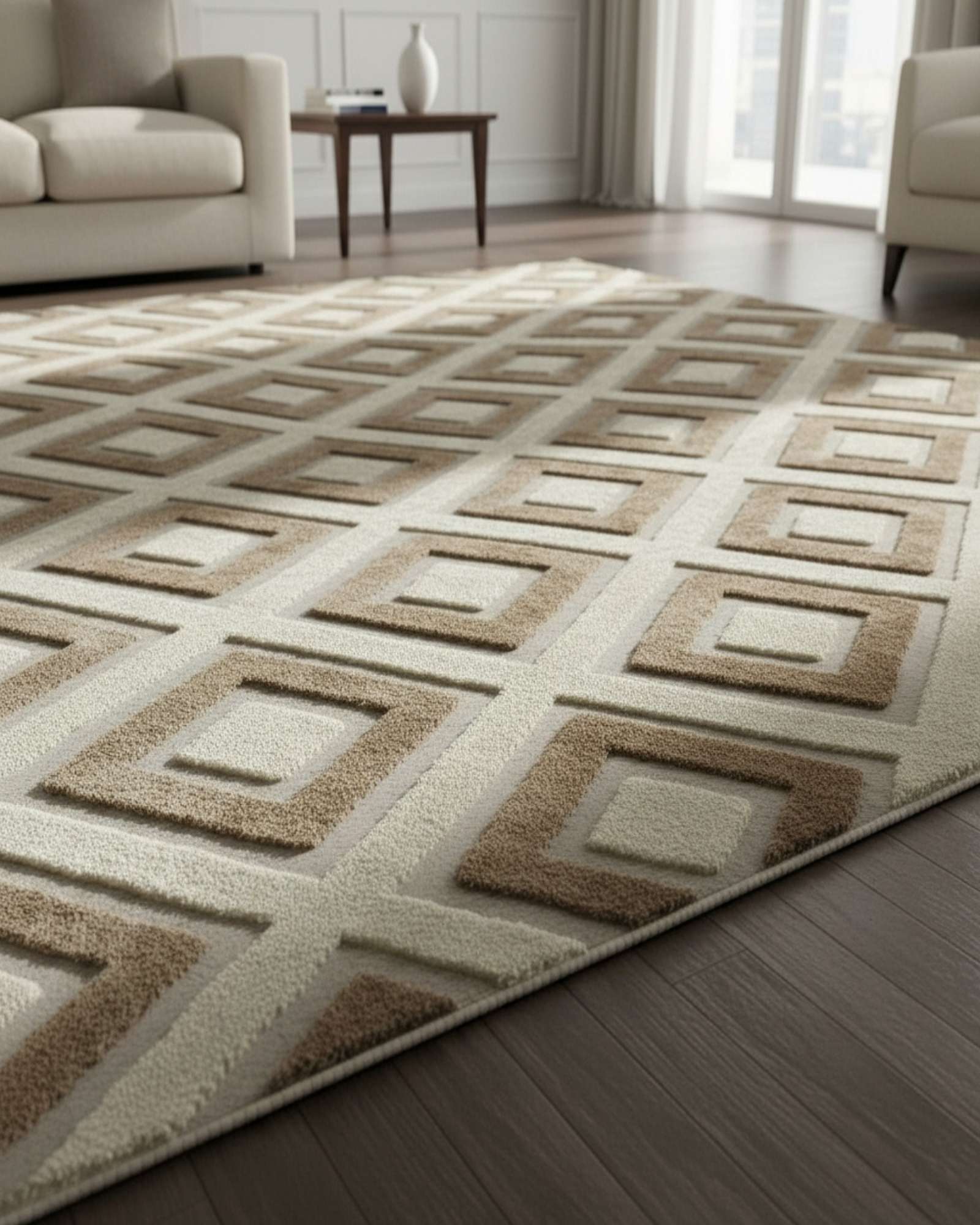 Feiya - Alfombra Con Relieve Diseño Jacquard Antideslizante 150X200 Cm
