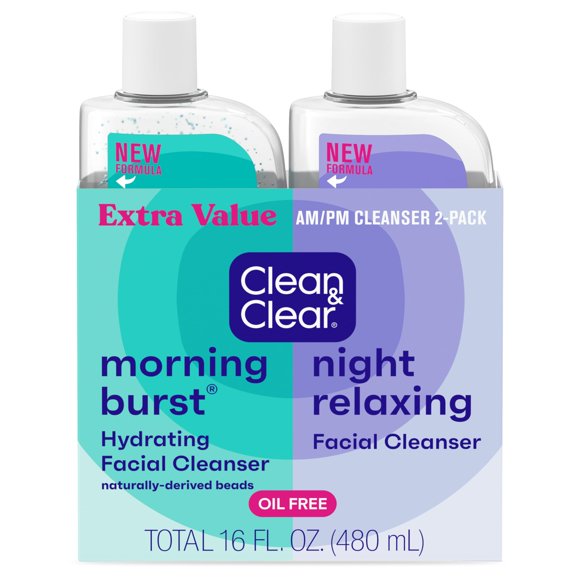 Limpiadores faciales Clean & Clear para día y noche, 2 x 240 ml, sin aceite