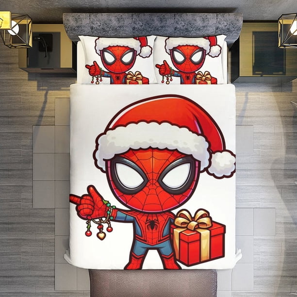 Christmas Spider-Man Comforter Set for Kids Boys Teen Men Tween 3D Lightweight Microfiber Bedding Sets