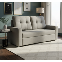 Camila Home - Sofá Cama Supreme Confortable 2 Plazas Lino Gris Claro Reclinable