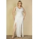 thumbnail image 1 of Vestido Largo con Escote Pronunciado y Abertura en el Muslo, Talla Grande, 1 of 5
