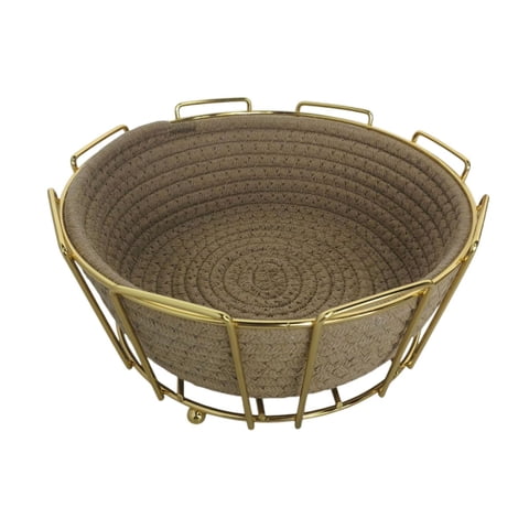 Magideal - Cesta De Almacenamiento Hecha A Mano, Organizador De Artículos Diversos, Bandeja Portátil Para Exhibir Refrigerios, Contenedor Para Almacenar Pan, Ces