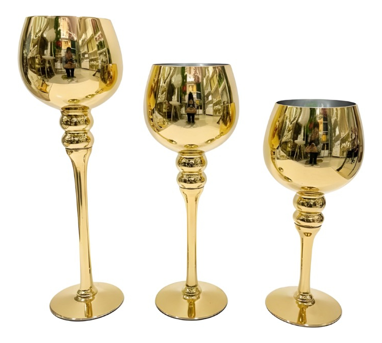 Genérico - Set 3 Portavelas Diseño Copa Gala Soporte Decorativo Jhn
