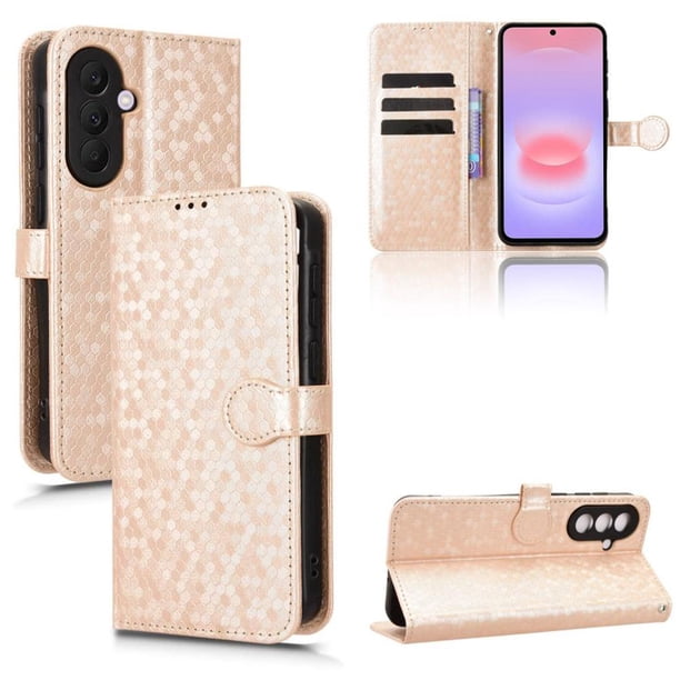 Funda Cartera Lunares Samsung Galaxy A37 5G con Tarjetero, Correa y Soporte Oro